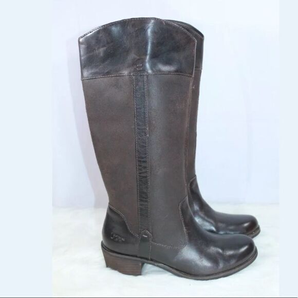 Ugg Australia Cassis Lodge Brown Leather Boots - Picture 4 of 7